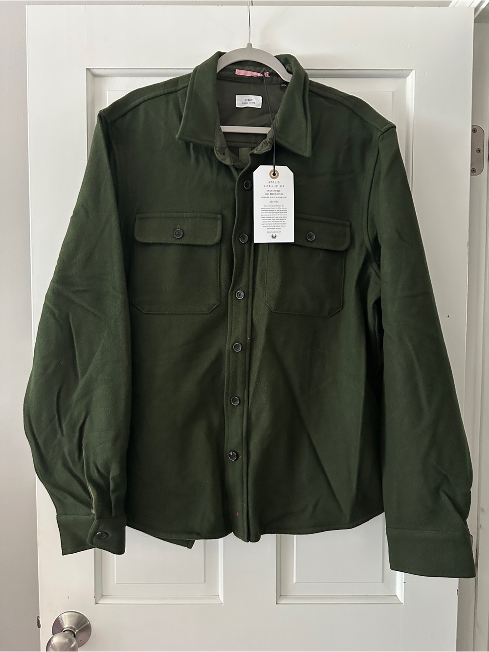 NWT Apolis Global Citizen Olive Wool CPO Jacket Long Sleeve Button Down XXL